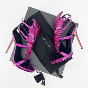 Giuseppe Zanotti Metallic Fuchsia Cruel 2.0 Alien Wing Stiletto Heel Sandal 37.5